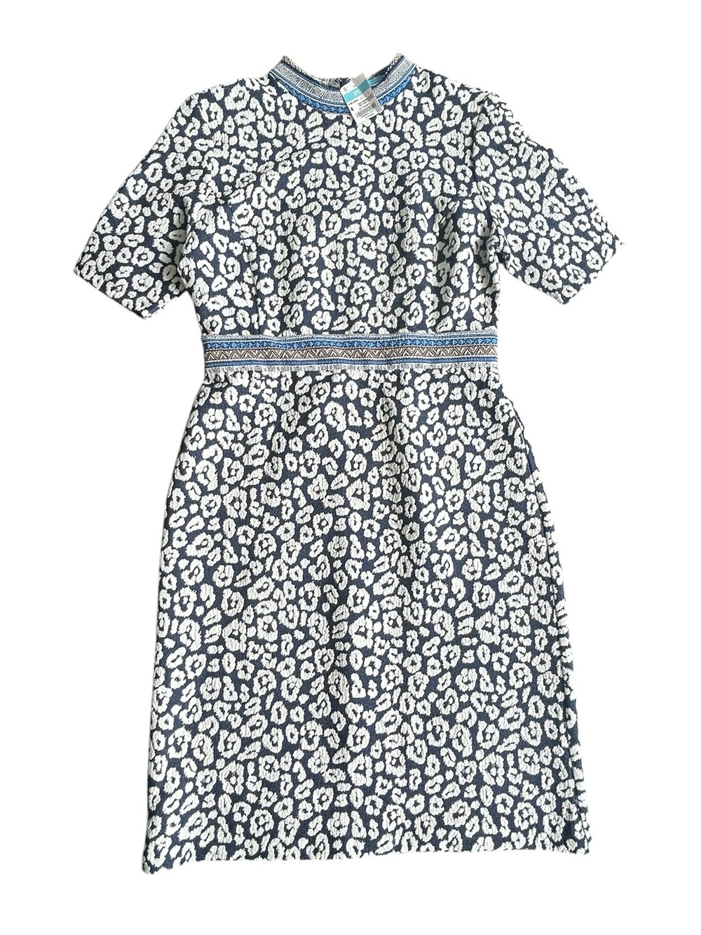 J. McLaughlin Kyrie Dress Navy Bermuda Blue Geo Cheetah Size 4 New